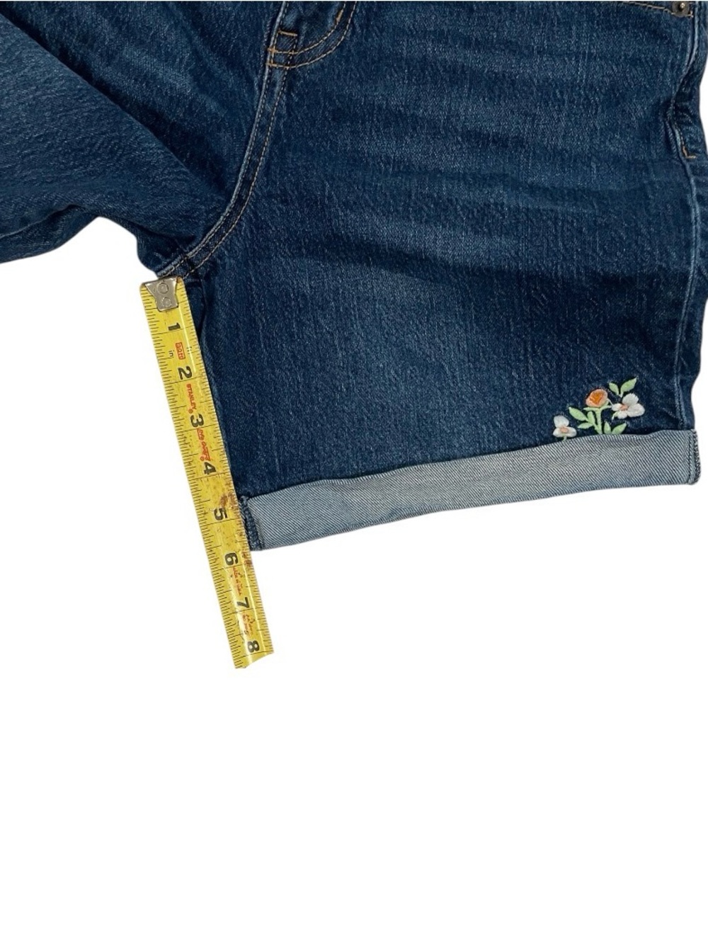 Cat & Jack relaxed midi shorts with cuffed hem and floral embroidery - Picture 5 of 8